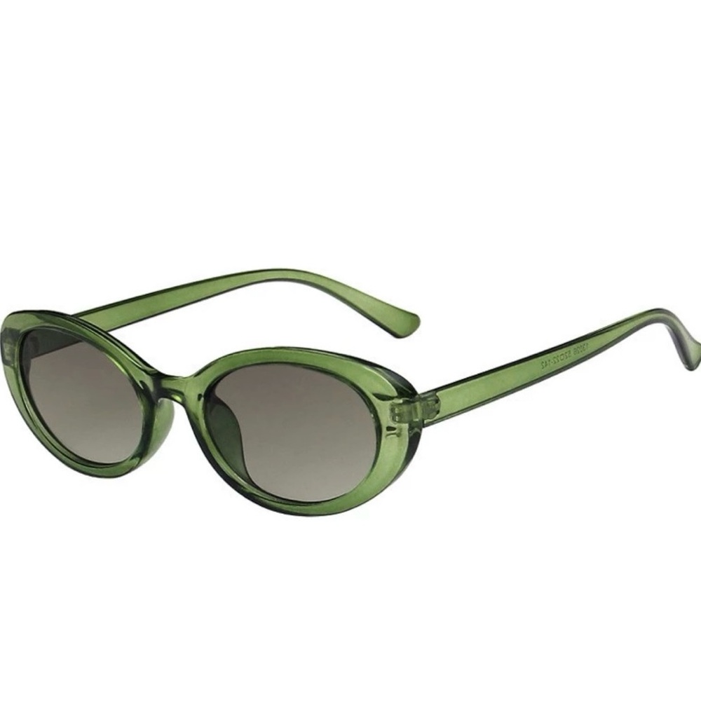 Oval Frame Retro Sunglass - Green
